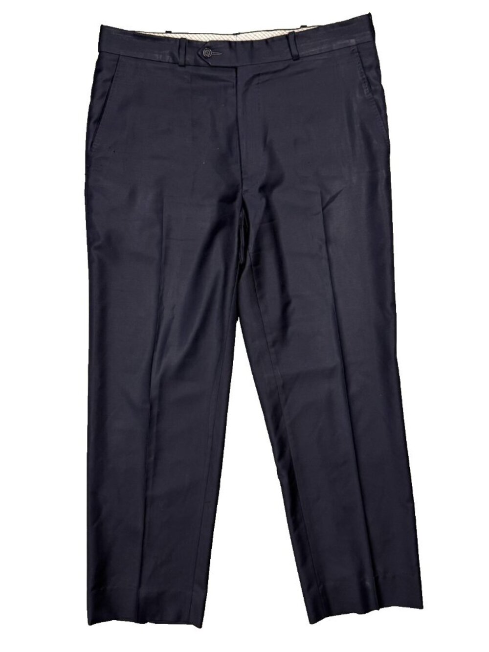 Bespoke Dress Pants 130s Wool Trousers Navy Blue Twill 34x30
